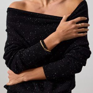 Autumn Cashmere Black and Gold Sparkle 100% Cashmere Sweater
